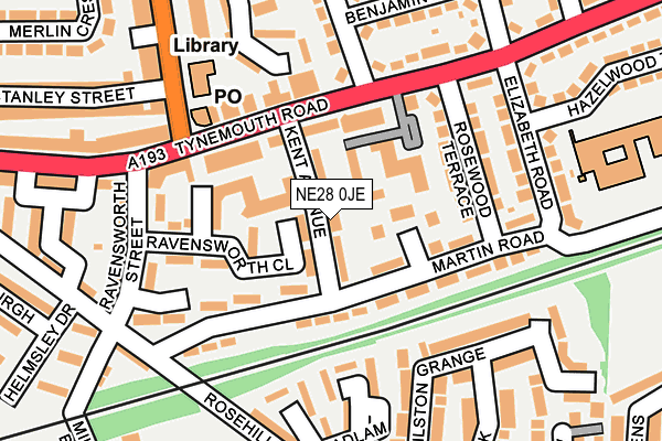 NE28 0JE map - OS OpenMap – Local (Ordnance Survey)