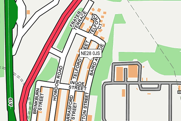 NE28 0JS map - OS OpenMap – Local (Ordnance Survey)