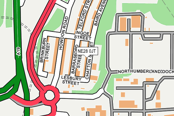 NE28 0JT map - OS OpenMap – Local (Ordnance Survey)