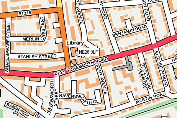 NE28 0LF map - OS OpenMap – Local (Ordnance Survey)