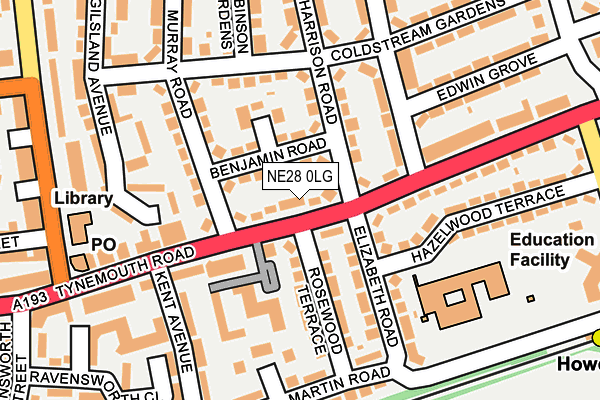 NE28 0LG map - OS OpenMap – Local (Ordnance Survey)