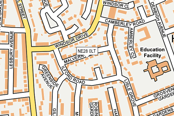 NE28 0LT map - OS OpenMap – Local (Ordnance Survey)