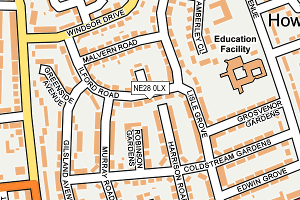 NE28 0LX map - OS OpenMap – Local (Ordnance Survey)