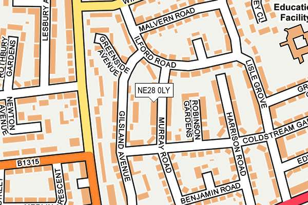 NE28 0LY map - OS OpenMap – Local (Ordnance Survey)