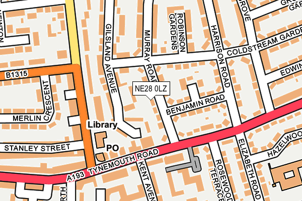 NE28 0LZ map - OS OpenMap – Local (Ordnance Survey)