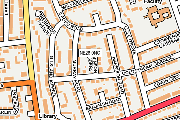 NE28 0NG map - OS OpenMap – Local (Ordnance Survey)
