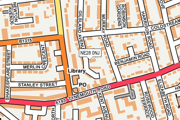 NE28 0NJ map - OS OpenMap – Local (Ordnance Survey)