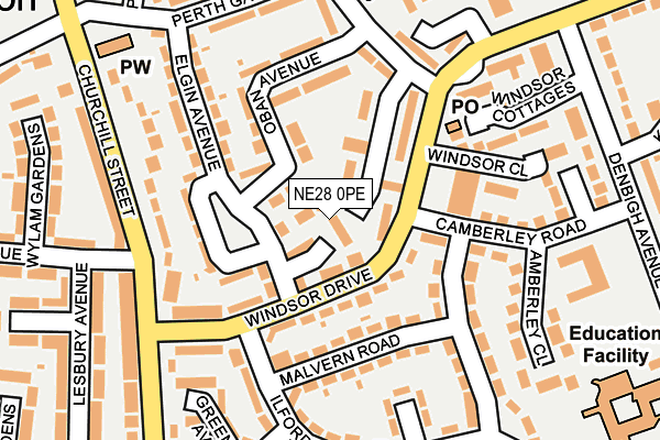 NE28 0PE map - OS OpenMap – Local (Ordnance Survey)