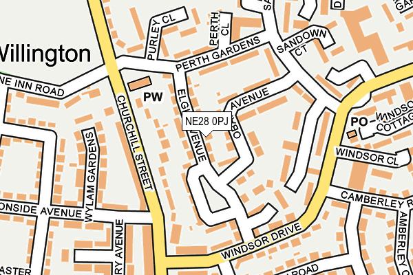 NE28 0PJ map - OS OpenMap – Local (Ordnance Survey)