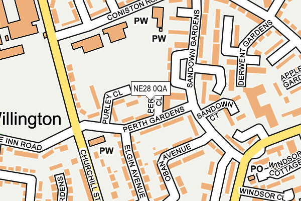 NE28 0QA map - OS OpenMap – Local (Ordnance Survey)