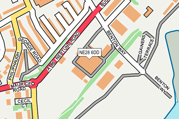 NE28 6DD map - OS OpenMap – Local (Ordnance Survey)