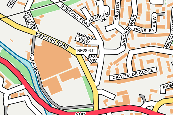 NE28 6JT map - OS OpenMap – Local (Ordnance Survey)