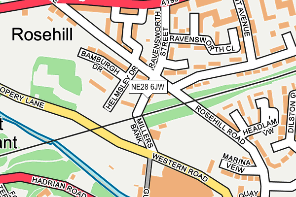 NE28 6JW map - OS OpenMap – Local (Ordnance Survey)