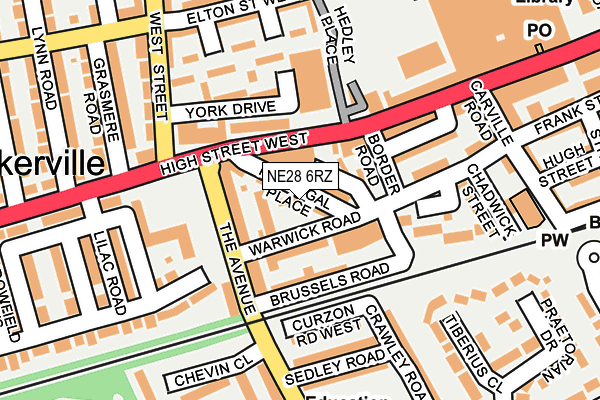 NE28 6RZ map - OS OpenMap – Local (Ordnance Survey)