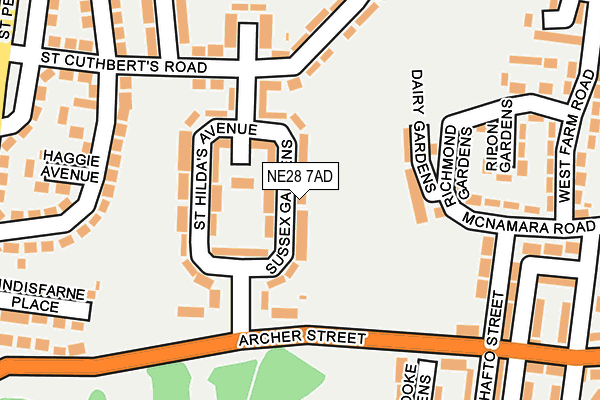 NE28 7AD map - OS OpenMap – Local (Ordnance Survey)