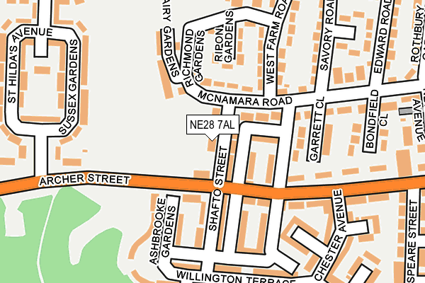 NE28 7AL map - OS OpenMap – Local (Ordnance Survey)