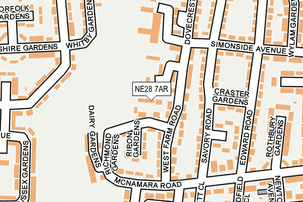 NE28 7AR map - OS OpenMap – Local (Ordnance Survey)
