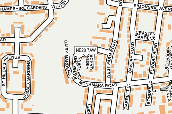 NE28 7AW map - OS OpenMap – Local (Ordnance Survey)