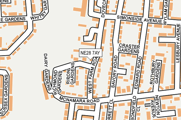 NE28 7AY map - OS OpenMap – Local (Ordnance Survey)