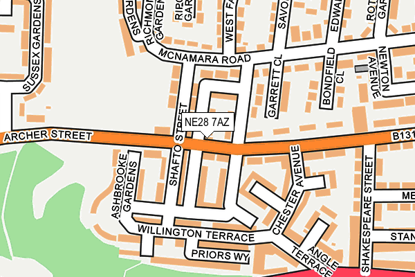NE28 7AZ map - OS OpenMap – Local (Ordnance Survey)