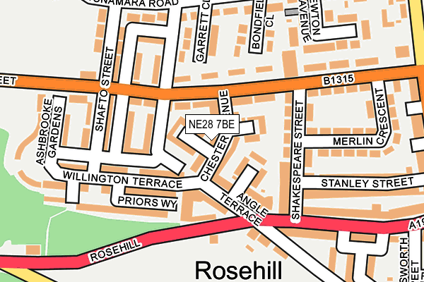 NE28 7BE map - OS OpenMap – Local (Ordnance Survey)