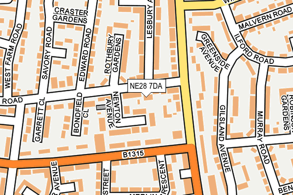 NE28 7DA map - OS OpenMap – Local (Ordnance Survey)