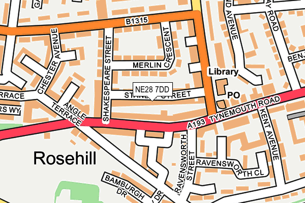 NE28 7DD map - OS OpenMap – Local (Ordnance Survey)