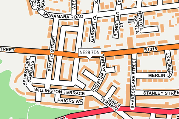 NE28 7DN map - OS OpenMap – Local (Ordnance Survey)