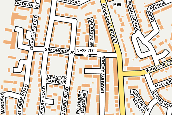NE28 7DT map - OS OpenMap – Local (Ordnance Survey)