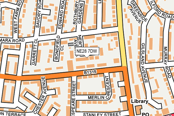 NE28 7DW map - OS OpenMap – Local (Ordnance Survey)
