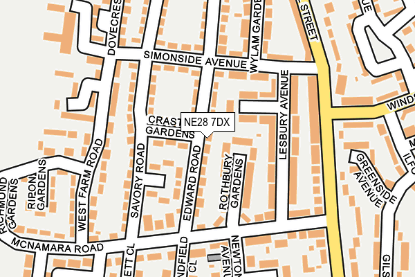 NE28 7DX map - OS OpenMap – Local (Ordnance Survey)