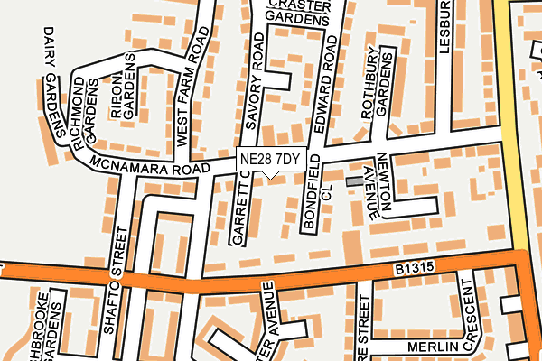 NE28 7DY map - OS OpenMap – Local (Ordnance Survey)