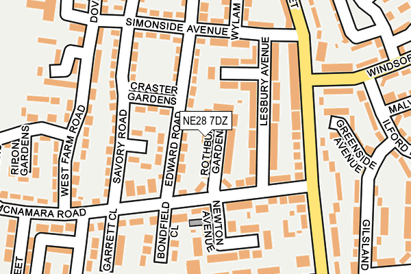 NE28 7DZ map - OS OpenMap – Local (Ordnance Survey)