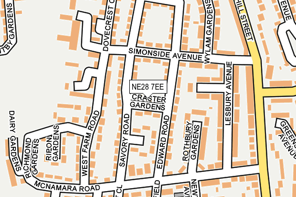 NE28 7EE map - OS OpenMap – Local (Ordnance Survey)