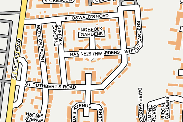 NE28 7HW map - OS OpenMap – Local (Ordnance Survey)