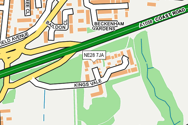 NE28 7JA map - OS OpenMap – Local (Ordnance Survey)