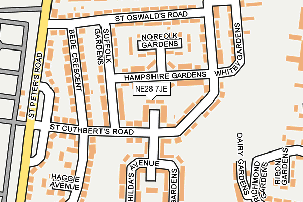 NE28 7JE map - OS OpenMap – Local (Ordnance Survey)