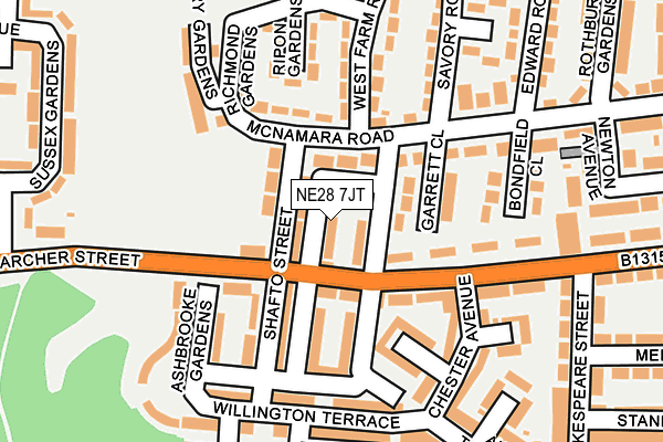 NE28 7JT map - OS OpenMap – Local (Ordnance Survey)