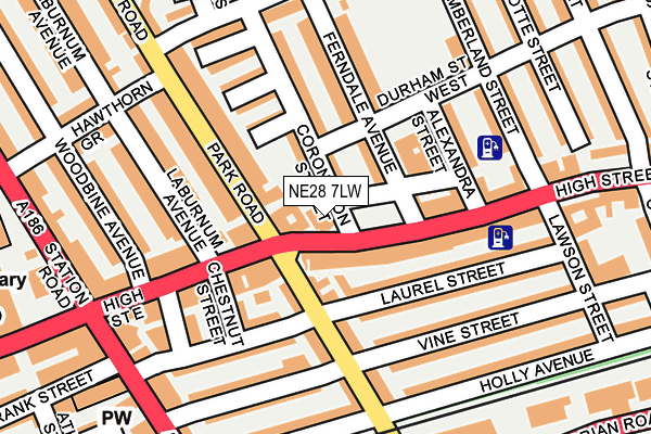 NE28 7LW map - OS OpenMap – Local (Ordnance Survey)