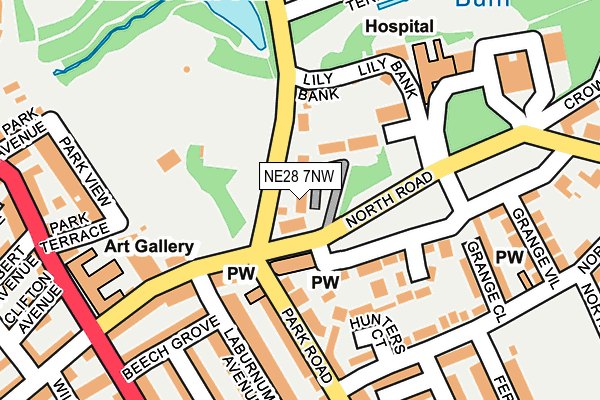 NE28 7NW map - OS OpenMap – Local (Ordnance Survey)
