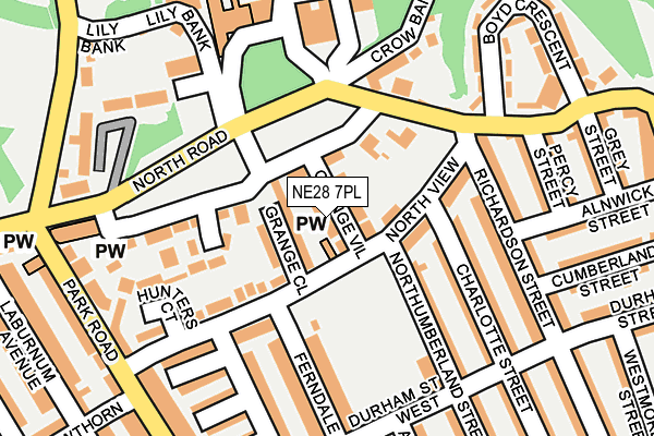 NE28 7PL map - OS OpenMap – Local (Ordnance Survey)