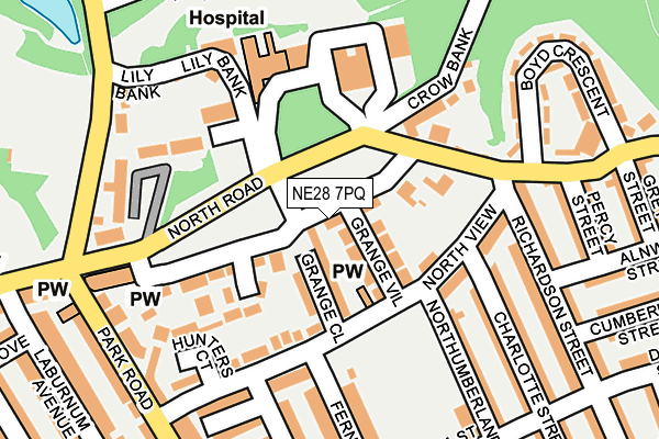 NE28 7PQ map - OS OpenMap – Local (Ordnance Survey)