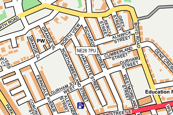 NE28 7PU map - OS OpenMap – Local (Ordnance Survey)