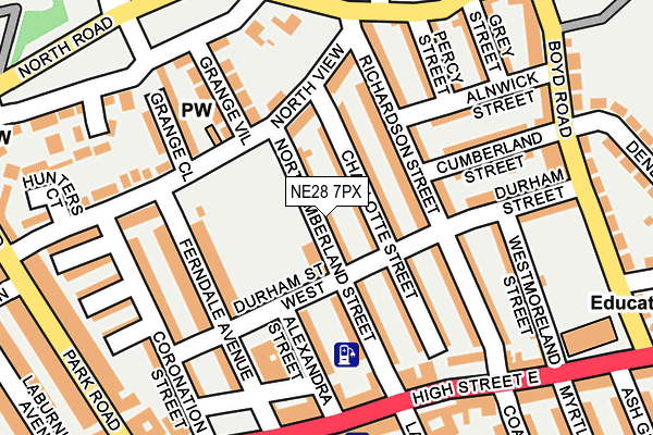 NE28 7PX map - OS OpenMap – Local (Ordnance Survey)