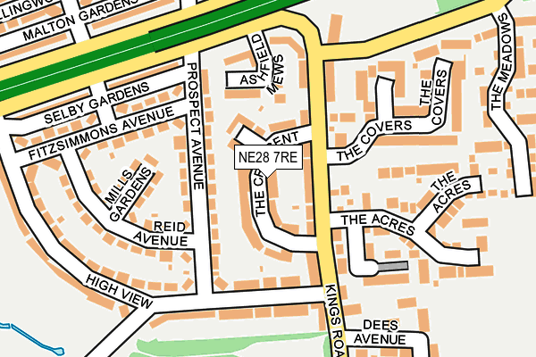 NE28 7RE map - OS OpenMap – Local (Ordnance Survey)
