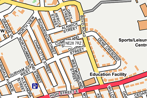 NE28 7RZ map - OS OpenMap – Local (Ordnance Survey)