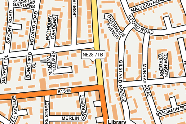 NE28 7TB map - OS OpenMap – Local (Ordnance Survey)