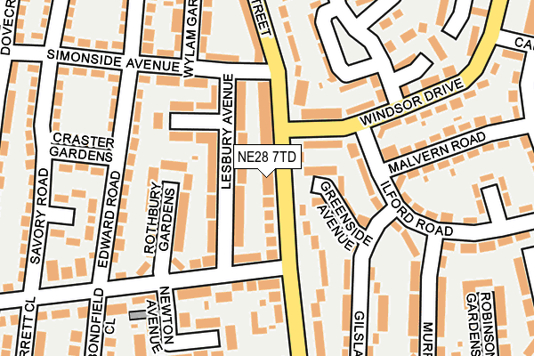 NE28 7TD map - OS OpenMap – Local (Ordnance Survey)
