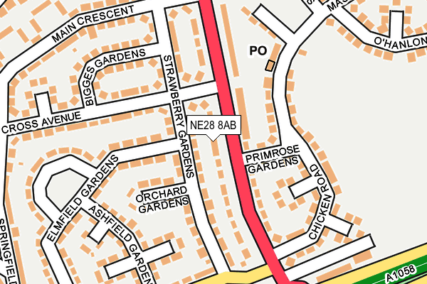 NE28 8AB map - OS OpenMap – Local (Ordnance Survey)