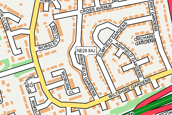 NE28 8AJ map - OS OpenMap – Local (Ordnance Survey)